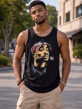 Tupac Shakur Graphic‎ Print Tank Top Size Medium NWT 2Pac